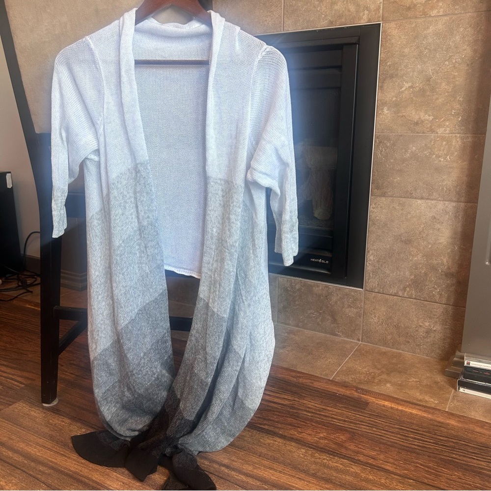 Cotton by Autumn Cashmere Ombré  Knit Tie Front Cardigan 100% Italian Cotton Med